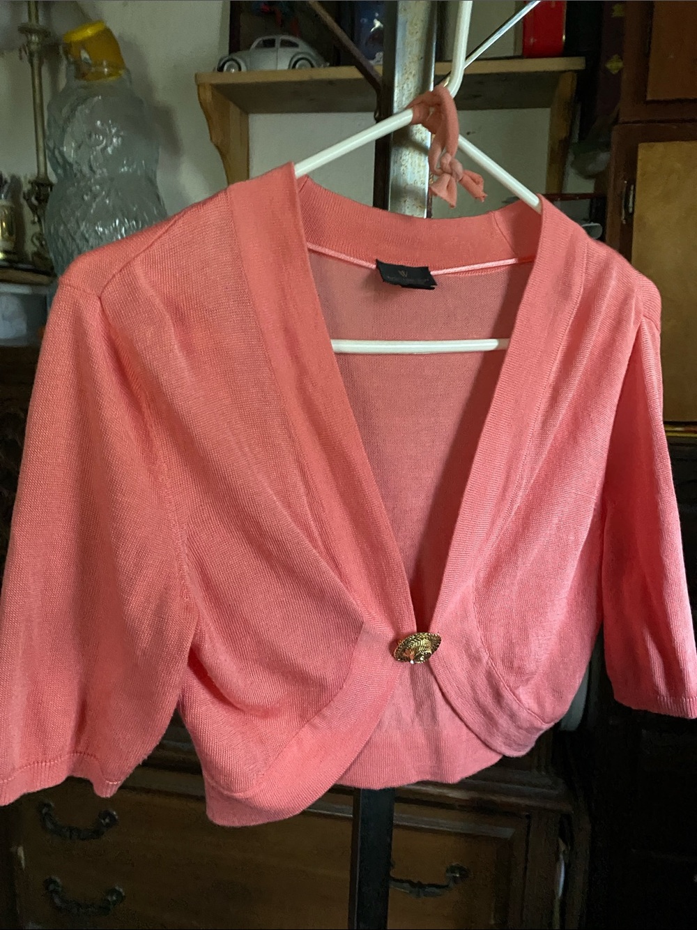 Worthington Coral Knit Short-Sleeve Cardigan